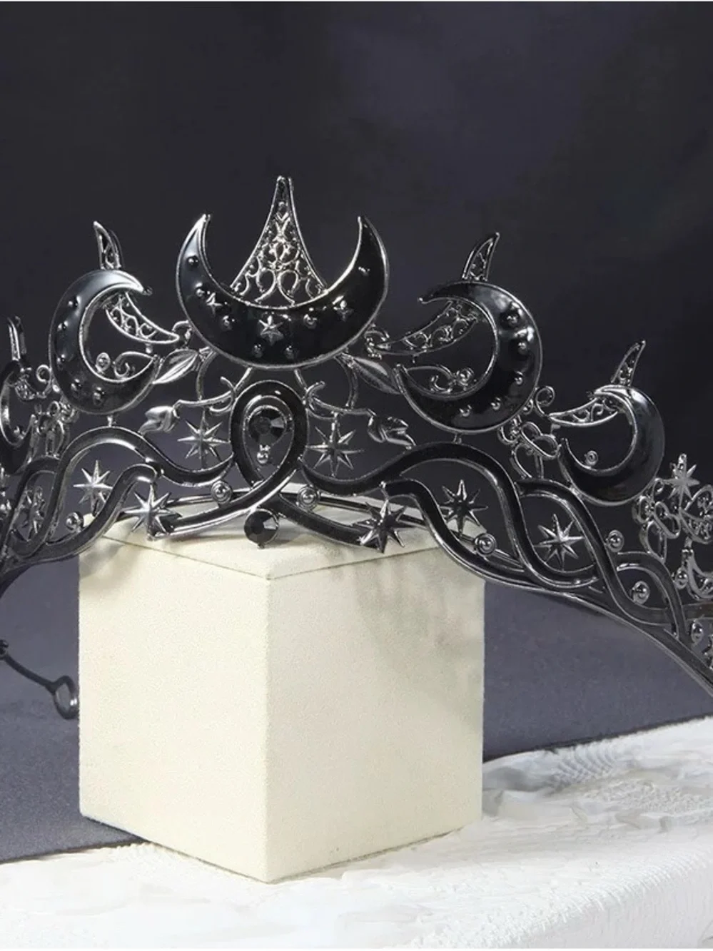 Black Celestial Moon Tiara Crown - Women Accessories